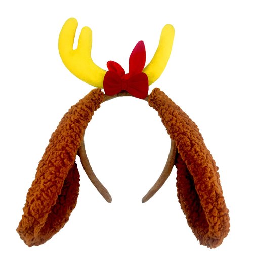 FashionVista Deer Antler Headband with Plush Dog Ears Deer Horn Hairband Reindeer Costume Accessories for women men funny party