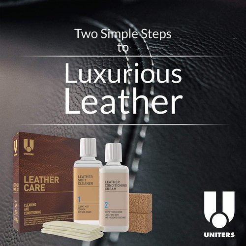 UNITERS Leather Care Kit - 2 Pack Soft Cleaner and Protection Cream for Furniture, Sofa, Car Seat, Handbag, Shoes, Wallets, and Jackets - Stain, Oil, Dirt Remover and Protector - 100 ml Bottles