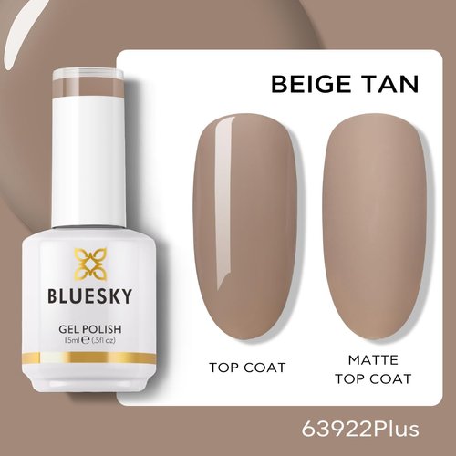 BLUESKY Gel Nail Polish - Soak Off Gel Polish UV/LED Lamp Cures, Pintura de Gel para Uñas, Long Lasting, Vegan, 15ML, 63922P/BEIGE TAN