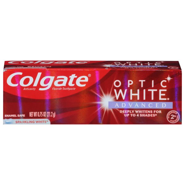 Colgate Optic White Advanced Teeth Whitening Toothpaste, Sparkling White - 0.75 oz