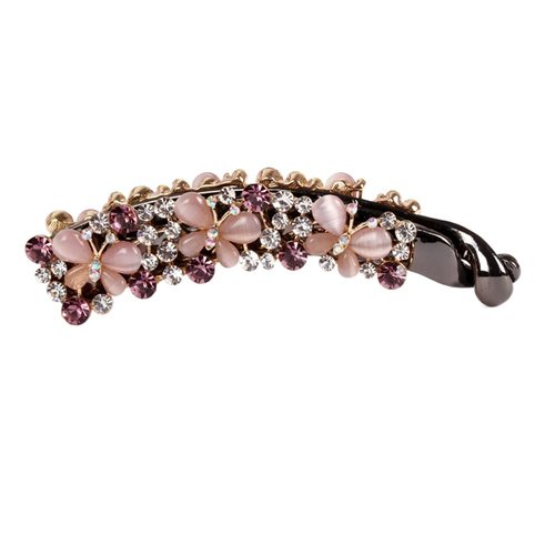 Ruihfas Crystal Rhinestone Hair Banana Clip Claw Barrette Hairpin for Women Hair Jewelry Accessories (Purple)