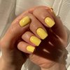 Yellow Press on Nails Short,KXAMELIE False Nails Short Square Nails Press ons,Acrylic Nails Glue on Nails Set,Stick on Nails for Women Fake Nails for Girls Daily Wear in 24PCS