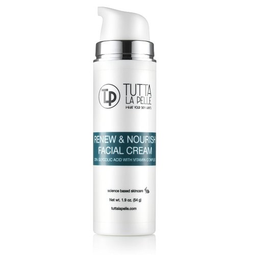 Glycolic Acid Cream 20% AHA Facial Cream, Vitamin Complex – Acne Cream, q10 Anti Aging wrinkle cream, KP - Keratosis pilaris / Fine Line Cream - Day and Night Cream - Oil Free - Renew & Nourish 1.9 oz