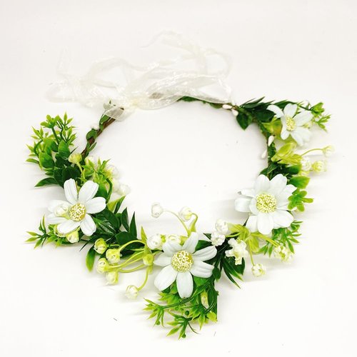 JSBH 2pcs Flower Crown Headband for Women and Girls - Perfect for Weddings, Festivals, and Parties (Green - Dancing Lady Orchids)