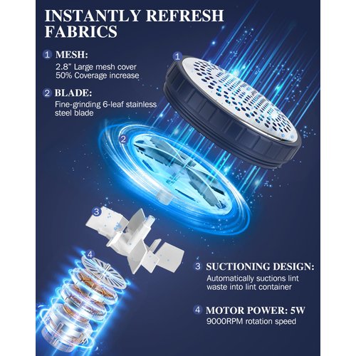 BEAUTURAL Sweater Fabric Shaver Home-Edition, Powerful & Efficient Lint Remover for Clothes and Furniture, AC Adapter or Battery Powered Pill Fuzz Remover, Special for Your Family