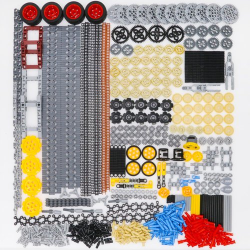 BrickBounty 846 Pcs Technical-Parts Compatible with Technic Set, Tires Wheels Frame Liftarm Beam and Pins, MOC & STEM Replacement Kit for Technic-Building-Blocks