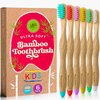 Kids Bamboo Toothbrushes (6 Pack) - Extra Soft Natural Bristles For Kids & Toddlers Teeth | Zero Waste Biodegradable Bulk Wooden Tooth Brush Travel Kit | BPA Free, Eco-Friendly Organic Compostable