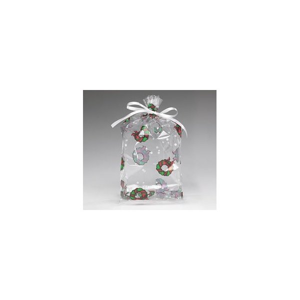 Cello Bags Holiday Wreath Small - Pack of 20