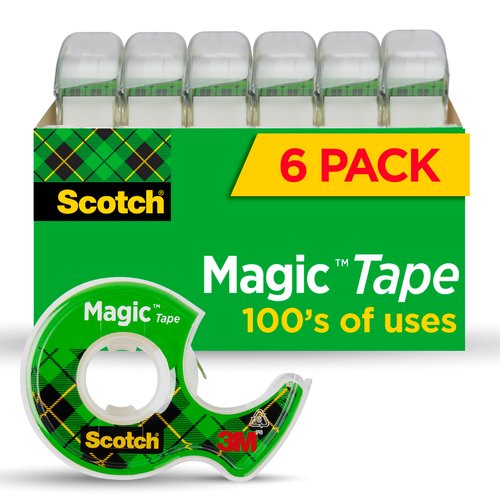 Scotch Magic Tape, Invisible, Home Office Supplies and Back to School Supplies for College and Classrooms, 6 Rolls with 6 Dispensers