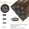 FUBILI Hair Extensions Clip in Human Hair 16inch Clip in Hair Extensions Balayage Walnut Brown to Ash Brown Mix Light Blonde Ombre Clip in Extensions Double Weft Real Human Remy Hair 120g 7pc