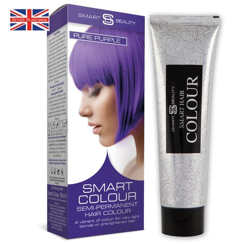 Smart Beauty Purple Hair Dye Semi Permanent, Bright Purple Hair Dye Perfect for Light Blonde, with Non-Drip Pre Mixed Formulation with Hair Conditioning Cream, Hair Colour, Vegan, Cruelty Free