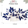 Sparkly Wedding Hair Combs, Crystal Flower Hair Clips Bride Bridesmaid Hair Sides Comb Rhinestone Barrettes, Crystal Flower Hair Pins Hair Accessories for Women Girls (Blue)
