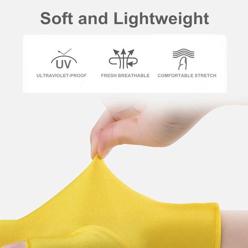 Weltition Anti UV Gloves for Nail Lamp Light,Skin Care Fingerless Gloves for Protecting Hands from The Sun and Nails UV Light Yellow