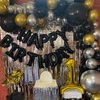 Black Happy Birthday Balloon Banner, 16 Inch Foil Mylar Happy Birthday Balloons Letters, Reusable Happy Birthday Sign, Black Birthday Decorations for Women, Men, Boys and Girls