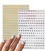 Letter Nail Stickers Holographic Number Nail Art Stickers 3D Self-Adhesive Black White Number Nail Decals Gold Silver English Character Nail Designs Supplies for Women DIY Nail Decoration 8 Sheets