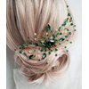 BERYUAN Women Bridal Teardrop Emerald Green Crystal Hair Comb Wedding Hair Accessory Rhinestone Hair Piece Gift for Her Party Headress for Bride Bridesmaid Girls(Gold)