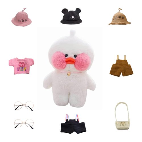 iinkcma White Duck Stuffed Animals Plush Toy with Removable Clothes Cute Soft Duck Plush Toys Gifts for Kids - 12 Inch (Handsome Suits [9 ACC], Duck-12)