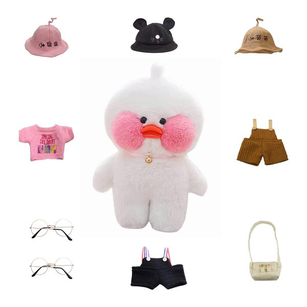 iinkcma White Duck Stuffed Animals Plush Toy with Removable Clothes Cute Soft Duck Plush Toys Gifts for Kids - 12 Inch (Handsome Suits [9 ACC], Duck-12)