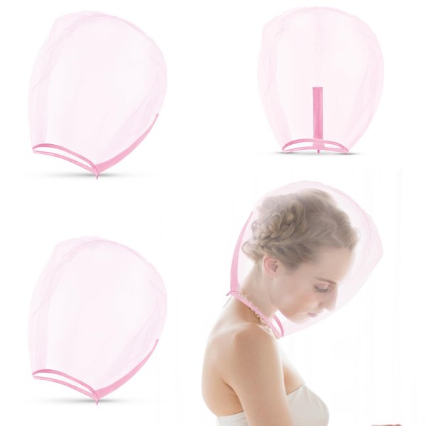 Flutesan 3 Pieces Makeup Protector Hood Nylon Chiffon Makeup Hood Zipper Closure Makeup Face Cover for Women Girls Beauty Weddings (Pink)