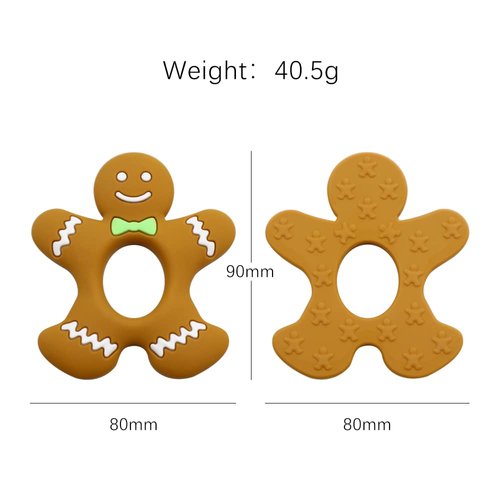 Baby Teething Toys, Silicone Teether for Babies, Soothing Teething Pain Relief, Baby Teethers Chew Toys Christmas Toys Toddlers Gift (Gingerbread Man)
