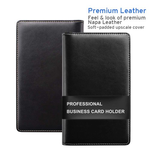 Sooez Leather Professional Credit Card Holder, Business Card Book Holder Organizer 240 Card Capacity, PU Credit Card Organizer for Men&Women, Credit Card Binder Name Card Gift Cards Booklet (Black)