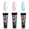 Glitter Poly Nail Extension Gel Kit - Nail Extension Gel 3 Colors Builder for Nails Art Salon at Home, Quick Building Nail Extensions Gel 3PC (Silver Pink Blue)