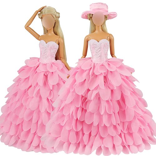 BARWA Princess Evening Party Clothes Wears Dress with Hat Outfit Set for 11.5 inch Doll