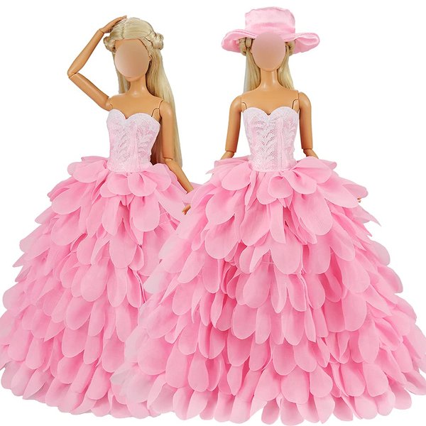 BARWA Princess Evening Party Clothes Wears Dress with Hat Outfit Set for 11.5 inch Doll