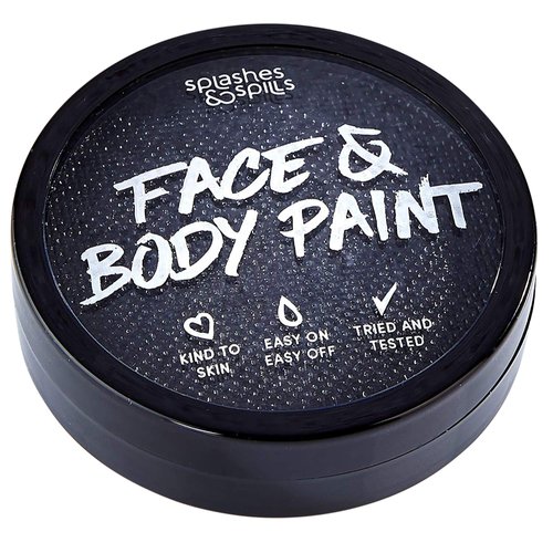 Water Activated SFX Face and Body Paint - Black Face Paint, Special Effects Makeup 18g Cake Tub - Pretend Costume and Dress Up Makeup - Great For Halloween Party and Cosplay by Splashes & Spills
