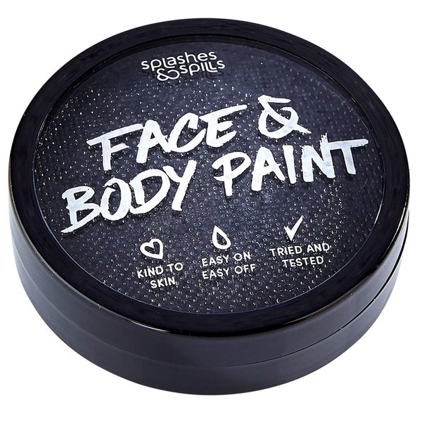 Water Activated SFX Face and Body Paint - Black Face Paint, Special Effects Makeup 18g Cake Tub - Pretend Costume and Dress Up Makeup - Great For Halloween Party and Cosplay by Splashes & Spills