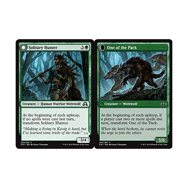 Magic The Gathering - Solitary Hunter // One of The Pack (229/297) - Shadows Over Innistrad - Foil