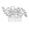 Wedding Hair Combs, Sparkly Crystal Flower Hair Clips Bride Bridesmaid Hair Sides Comb Rhinestone Barrettes, Crystal Flower Hair Pins Hair Accessories for Women Girls (Silver-1)