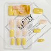 Yellow Press on Nails Medium Square Fake Nails Full Cover False Nails with Design Swirl Stick on Nails Solid Color Nails Press Ons Cute Glossy Acrylic Glue on Nails for Women Girls Manicure Set 24Pcs