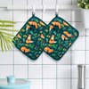 Pot Holders Set of 2 Heat Resistant 480℉ Kitchen 100% Cotton Comfortable Lining Printing Fox Flower Women Men Home Cooking Baking Microwave BBQ Gift(Fox Flower)