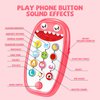 Baby Shark Cell Phone Toy Removable Teether Case, Light, Music & Adjustable Volume Kids Play & Learn Fake Phone Infant Toddler, Preschool Holiday Birthday Presnet for Girl Boy 0-6, 6-18 Months (Red)
