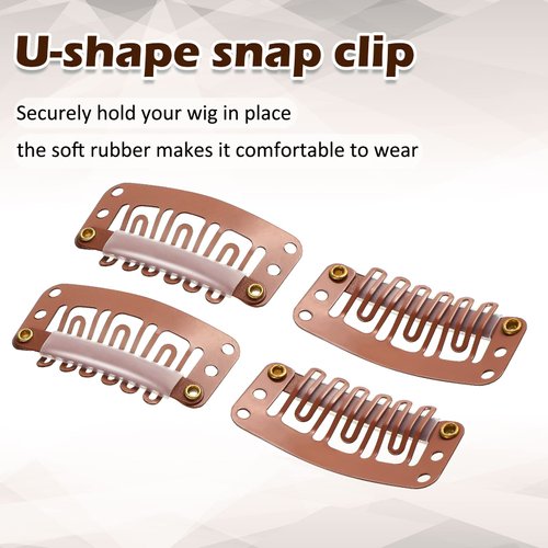 WILLBOND 85 Pieces Hair Extensions Clip Wig Making Set, Includes 50 U-Shape Snap Clips, 10 Curved Needles, 20 T-Pins, 3 Rolls Weaving Thread, 2 Needle Threader for Wig Making Hair Extensions (Brown)