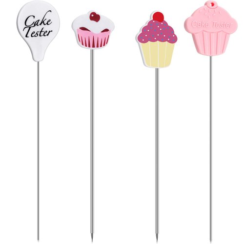 Patelai Cake Tester Needles Holiday Stainless Steel Reusable Cake Testing Needles Practical cookie Tester Skewer for Kitchen Home Bakery Tools, 4 Pieces