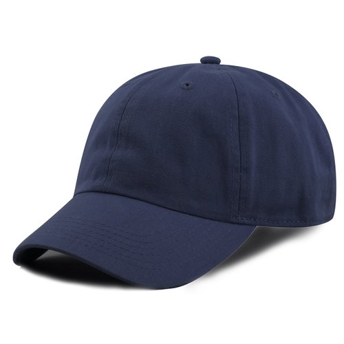 The Hat Depot Kids Washed Low Profile Cotton and Denim Plain Baseball Cap Hat (6-9 yrs, Navy)
