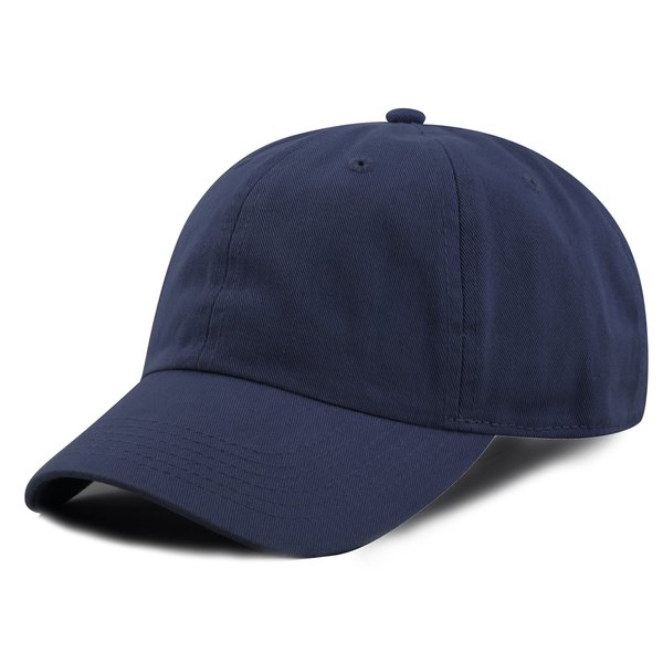 The Hat Depot Kids Washed Low Profile Cotton and Denim Plain Baseball Cap Hat (6-9 yrs, Navy)