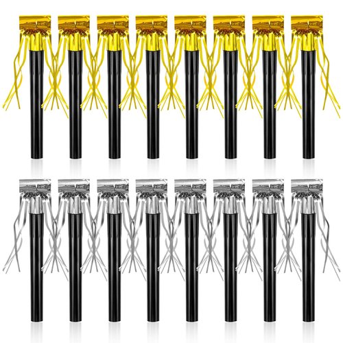 48Pcs Happy New Year Noise Makers, Gold and Silver Metallic Fringed Party Blowers New Years Noisemakers Blowouts Whistles for Birthday Baby Shower Christmas New Years Eve Party Supplies