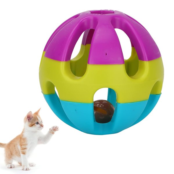 Cat Plastic Jingle Balls Colorful Cat Toy Ball Pet Kitten Cat Toy Teaser Ball Chase Rattle Toy with Bell Balls
