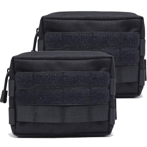 Hoanan Molle Pouches, Tactical Admin Pouch Compact EDC Utility Gadget Gear Pouch Military Carry Accessory Belt Hanging Waist Bag (2 Pack-Black-7"(L) * 5.1"(H))