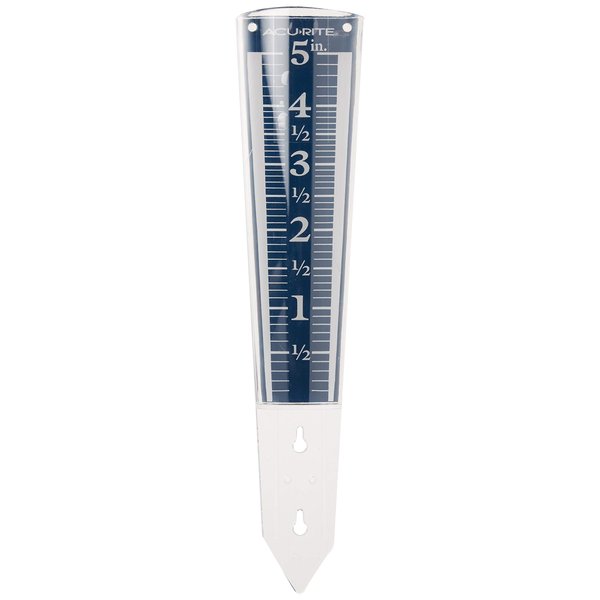 AcuRite 5" Capacity Easy-to-Read Magnifying Acrylic, Blue (00850A3) Rain Gauge