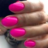 GLAMERMAID Press on Nails Oval,Hot Pink Medium False Nails with Adhesive Tabs,24 Pcs Glossy Oval Short Glue on Nails for Women,Reusable Acrylic Stick on Nails for Gift
