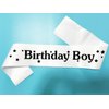 Generic Birthday Boy Sash White, Black Foil Letter Birthday Sash for Men Funny Birthday Party Favors for 10th 11th 13th 15th 16th 18th Bday Sash Gift Decorations (White Black)