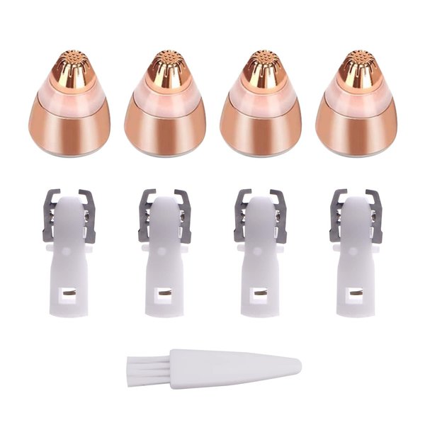 4 Pack Flavless Replacement Head, Facial Hair Removal Tool for Women Smooth Finishing, With Cleaning Brush(Rose Gold)