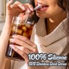 Softy Straws Premium Reusable Stainless Steel Drinking Straws With Silicone Tips + Patented Straw Cleaners and Carrying Case - 9” Long Metal With Curved Bend for 20/30/32oz Tumblers