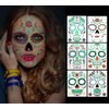 Temporary Face Tattoos, 6 sheets Day of the Dead Decorations Glow in The Dark,Sugar Skull Stickers Halloween Makeup for Men and Women (Face Tattoos)