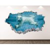 Polar Bear Wall Decal Art Decor 3D Smashed Underwater Animal Sticker Mural Kids Room Custom Gift B277 (50"w x 30"H)