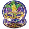 Fun Express - Prismatic Mardi Gras Dessert Plates for Mardi Gras - Party Supplies - Print Tableware - Print Plates & Bowls - Mardi Gras - 8 Pieces
